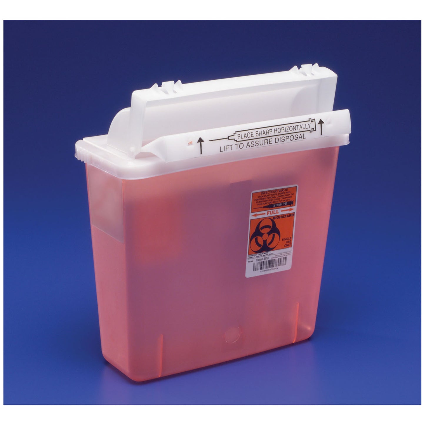 IN-ROOM Sharps Container, 5 Qt, Transparent Red, SHARPSTAR Lid & Counter-Balanced Door, 12_"H x 5_"D x 10_"W, 20/cs (24 cs/plt) (Continental US Only)