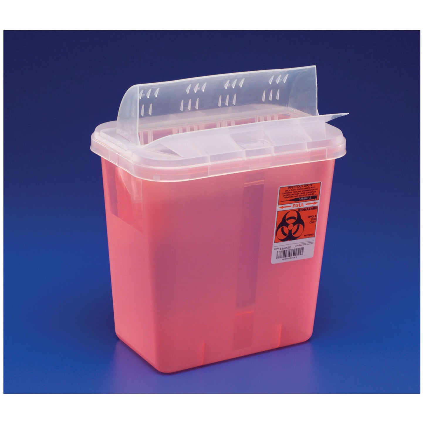 Sharps Container, Always-Open Lid, 5 Qt, Transparent Red, 11"H x 4_"D x 10_"W, 20/cs (15 cs/plt) (Continental US Only)