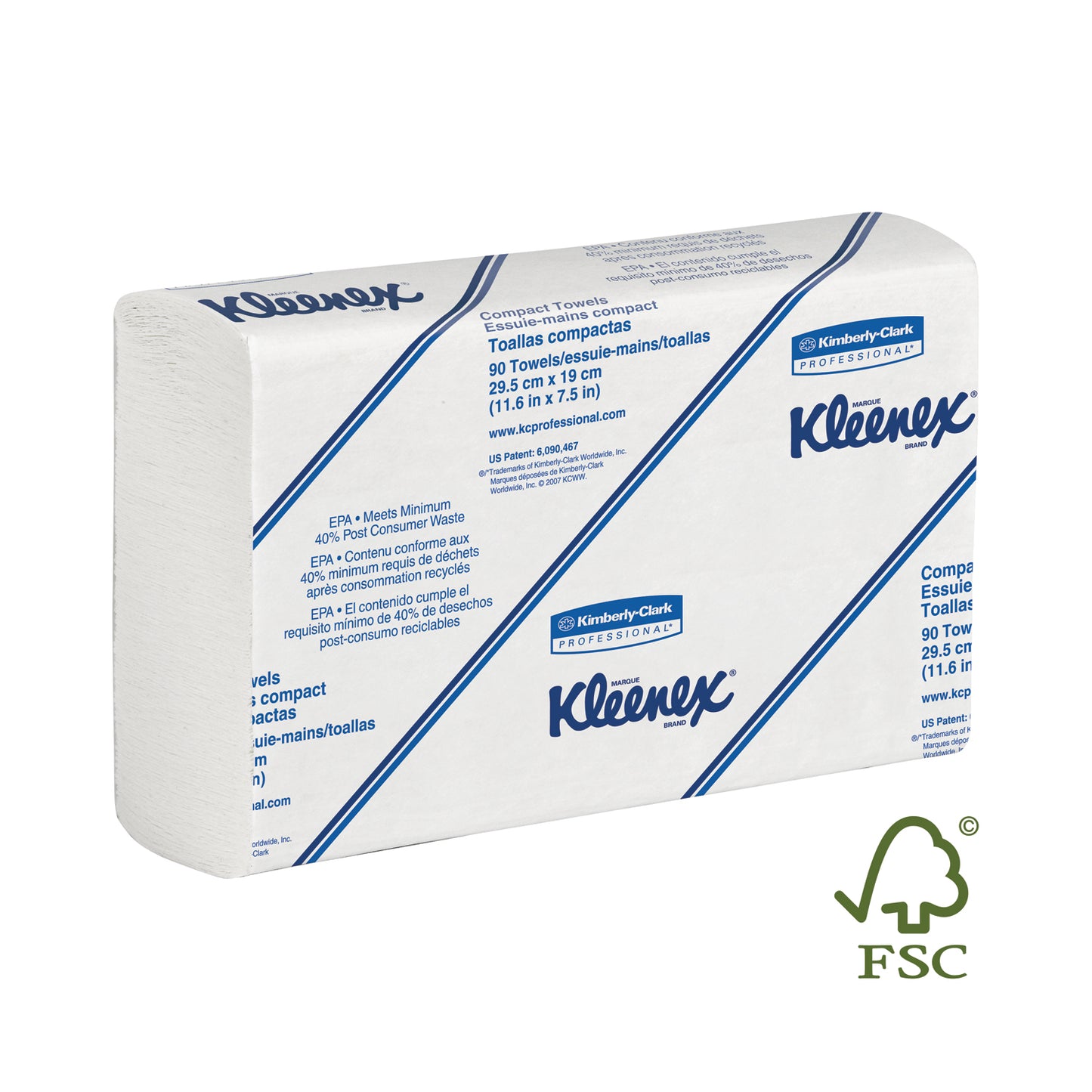 White Towel, 7_" x 11.6", 90/pk, 24 pk/cs