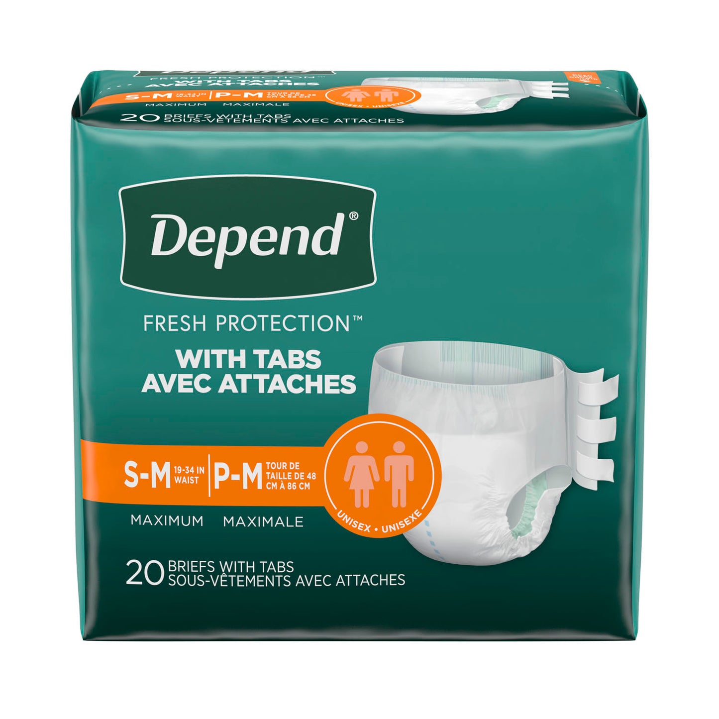 Overnite Briefs, Maximum Absorbency, Small/ Medium, 20/pkg, 3 pkg/cs (35 cs/plt)