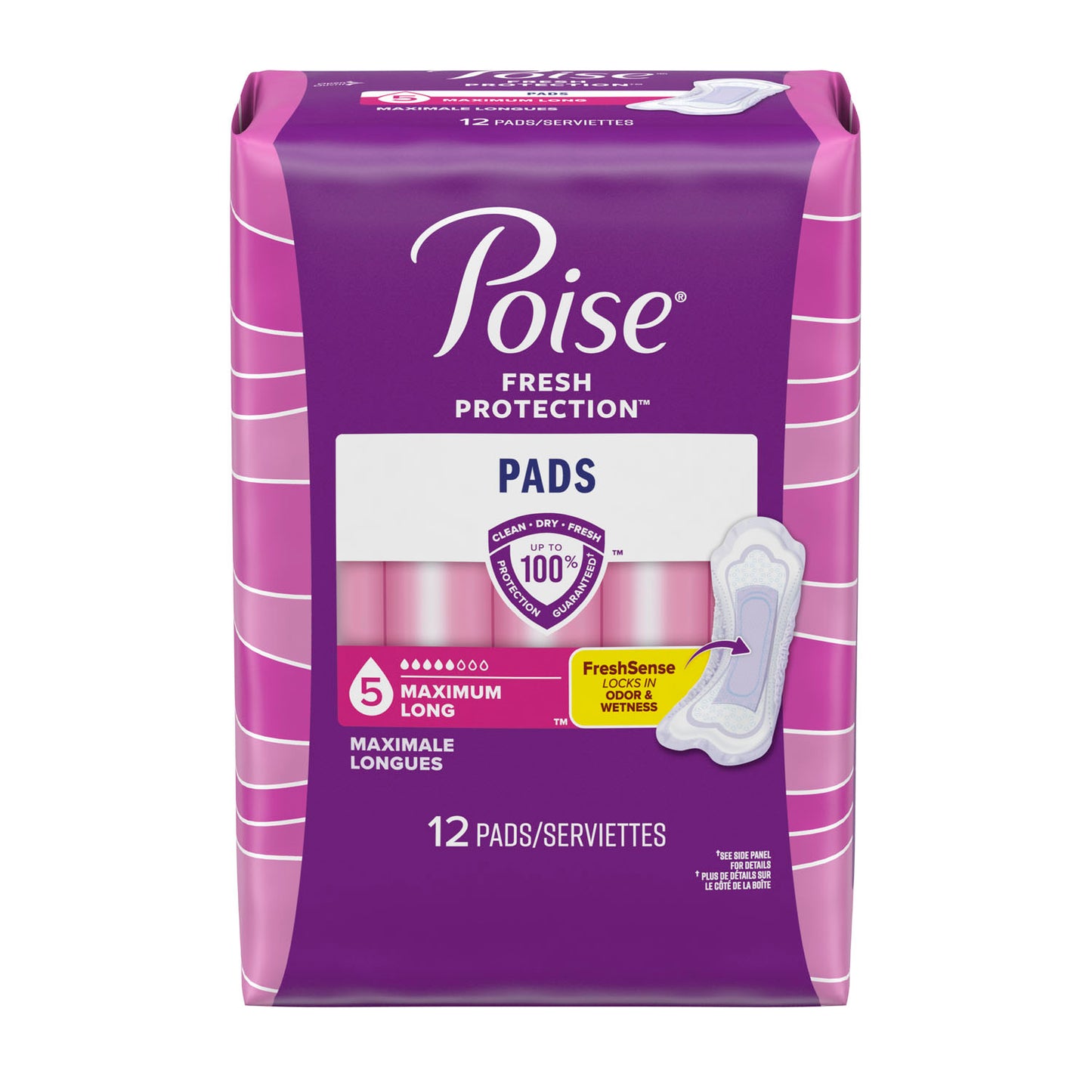 Poise Pads, Maximum, Long, 12/pk, 4 pk/cs