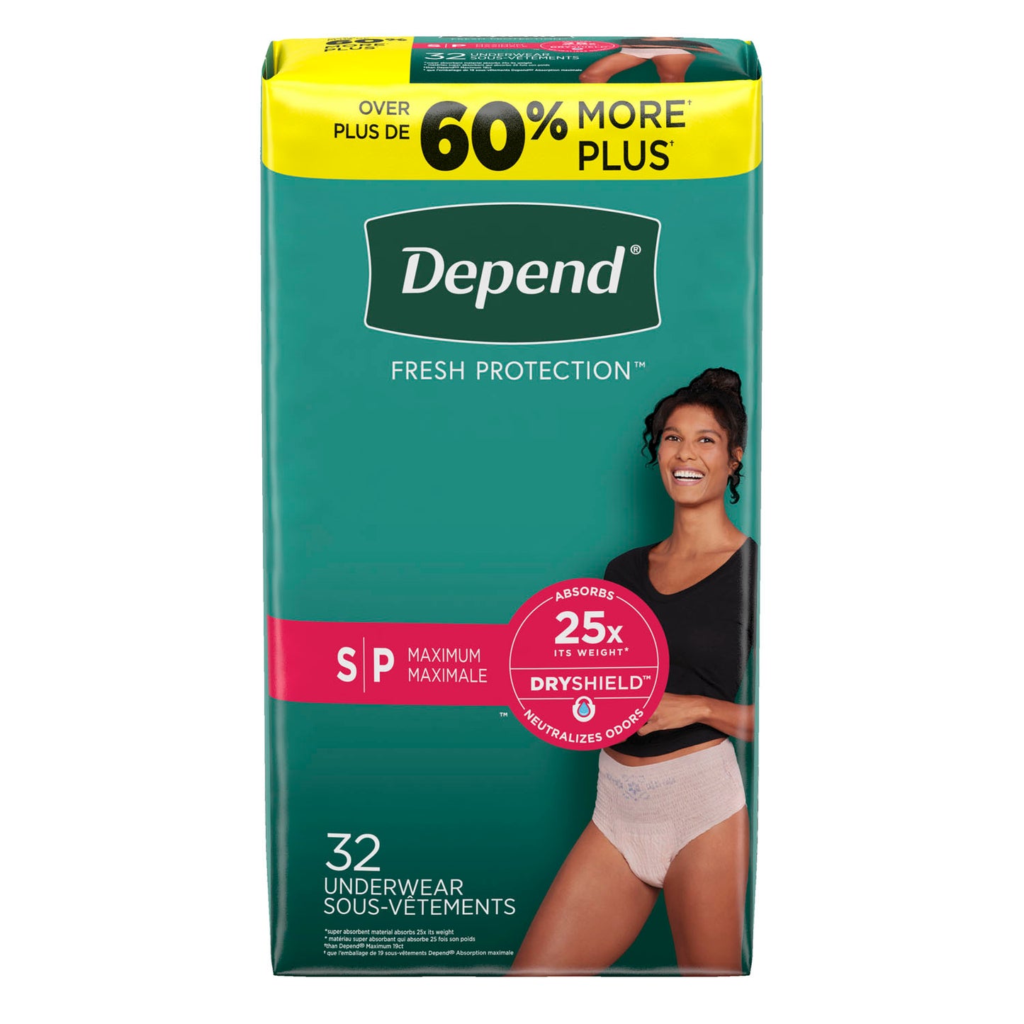 Underwear, Maximum Absorbency, Small, Women, Blush, 32/pk, 2 pk/cs