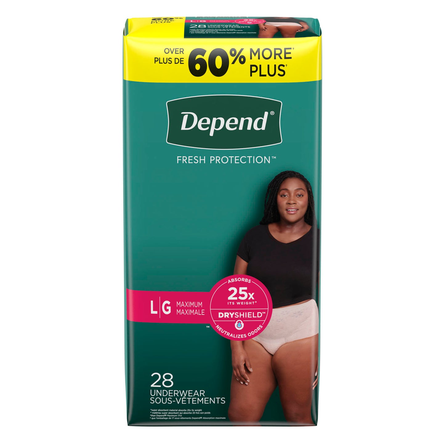 Underwear, Maximum Absorbency, Large, Women, Blush, 28/pk, 2 pk/cs