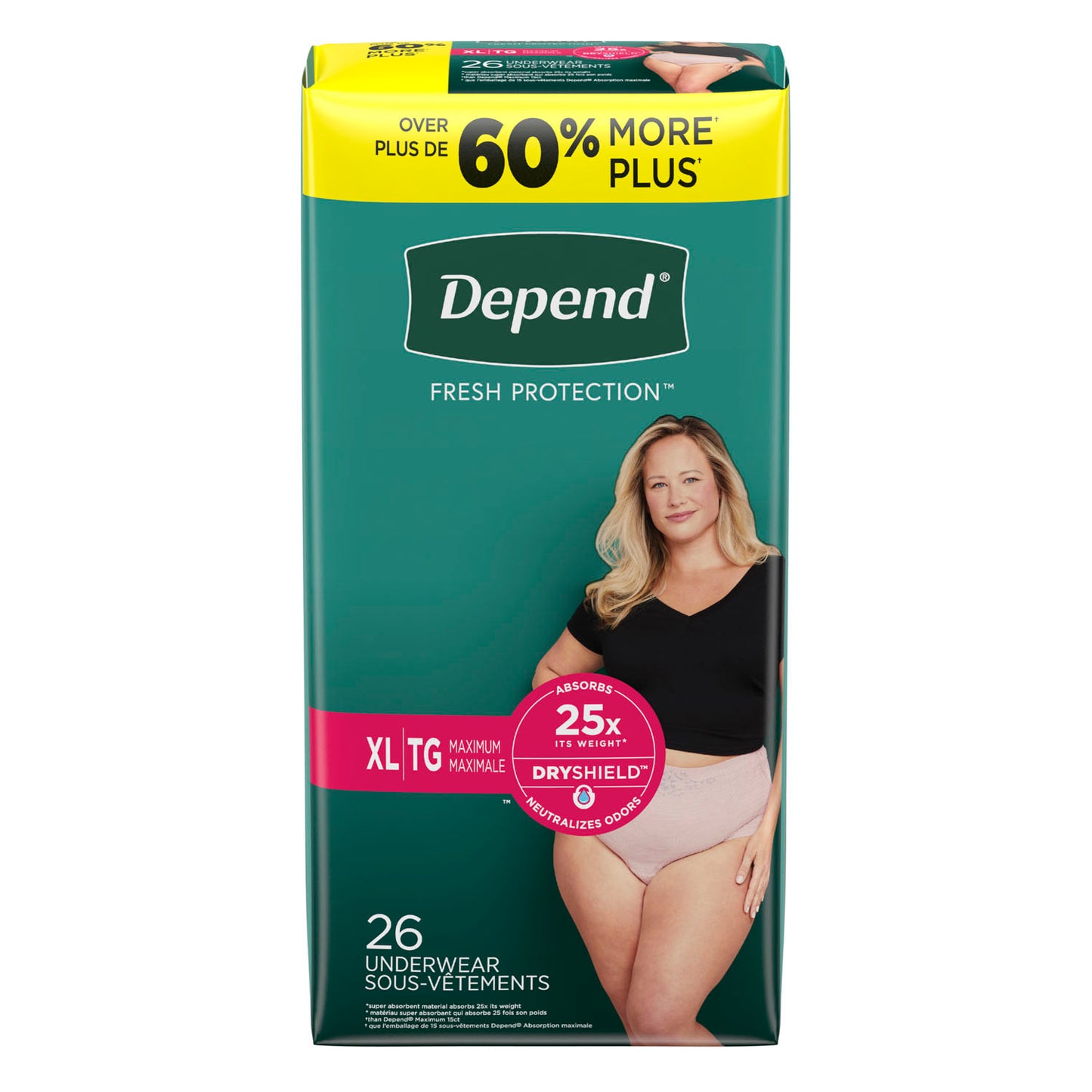 Underwear, Maximum Absorbency, X-Large, Women, Blush, 26/pk, 2 pk/cs