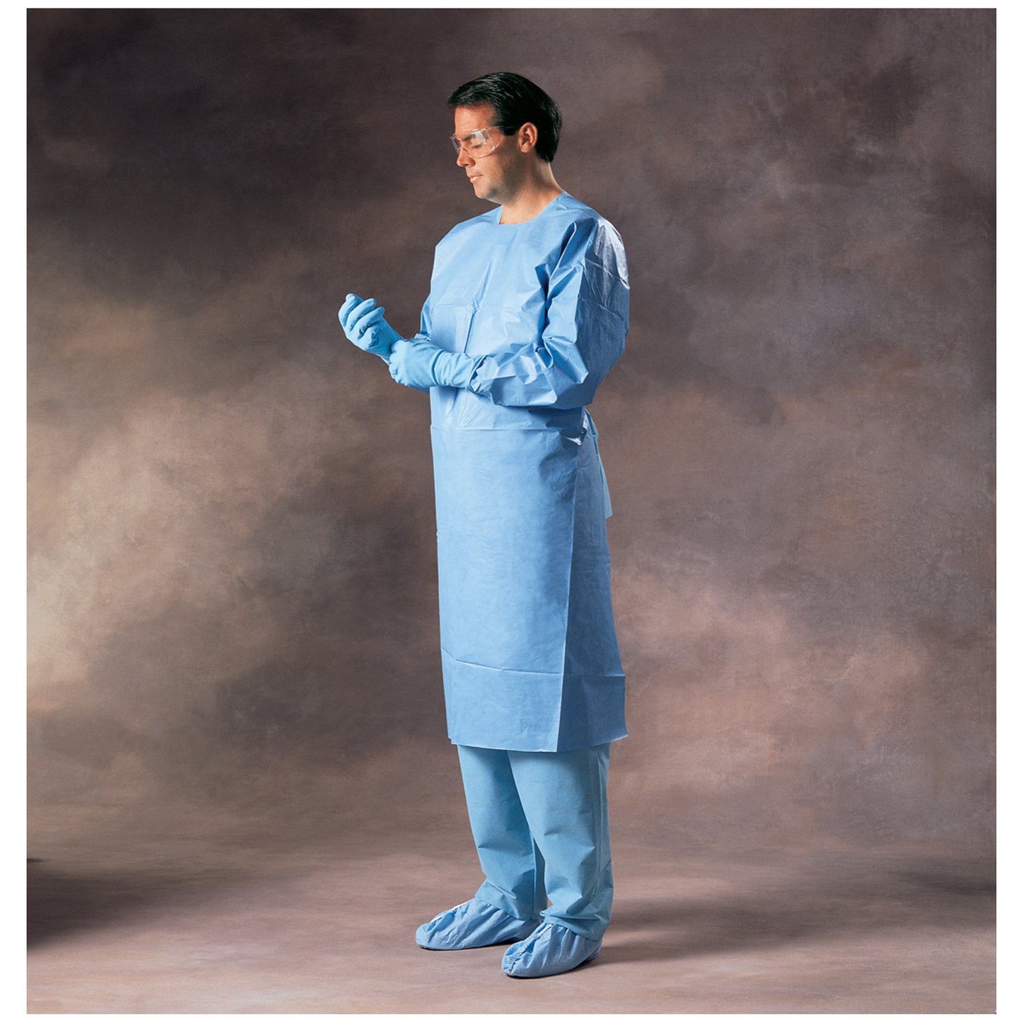 Impervious Gown, Knit Cuffs, Blue, Open Back, Large, 60/cs
