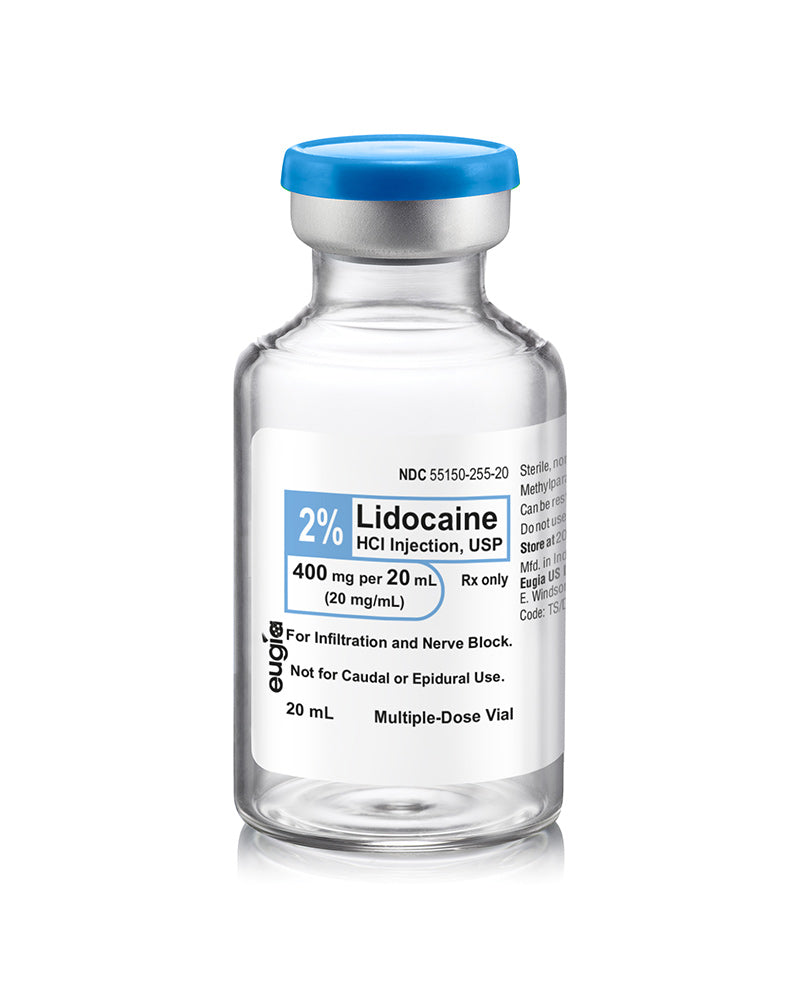 Lidocaine HCl Injection, USP 2% MDV 400mg/ 20ml, 25 vials/pk (Rx) (US Only, Excluding IN and ND) (Product is Non-Returnable)