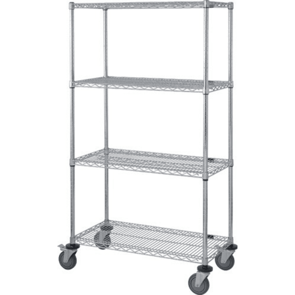 Cart, 18"W x 36"L x 69"H, 63"H Post, 5" Stem Caster Unit, Chrome (DROP SHIP ONLY)