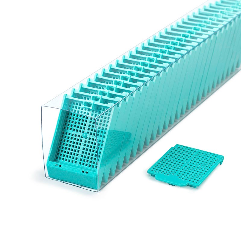 Histosette II Cassette in Quickload Sleeves, Biopsy, Aqua, (cassettes and lids packaged seperately), 750/cs