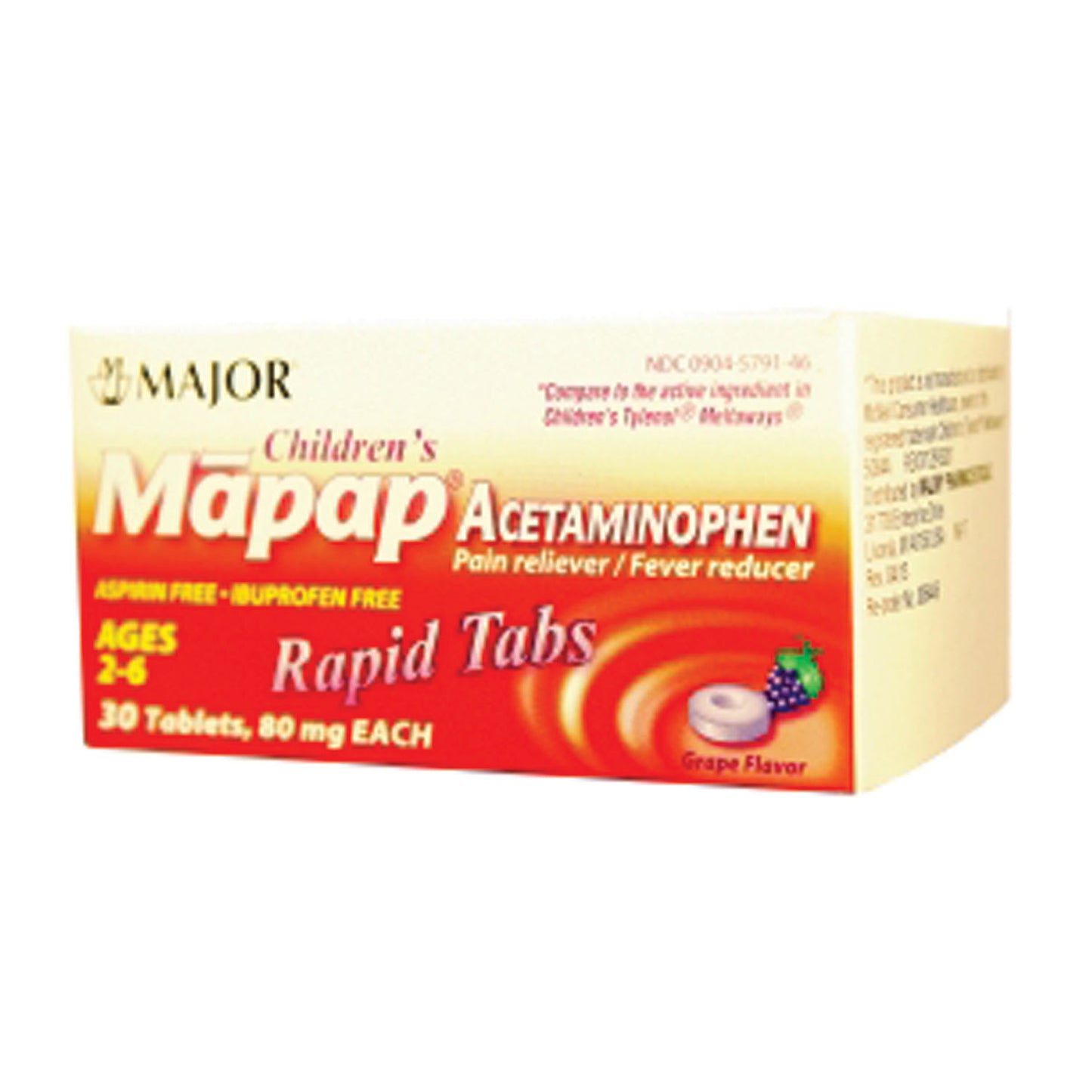 Mapap, 80mg, Rapid Melt Tablets, 30s, Grape, Compare to Tylenol Melt Tabs, NDC# 00904-5791-46 (US Only)