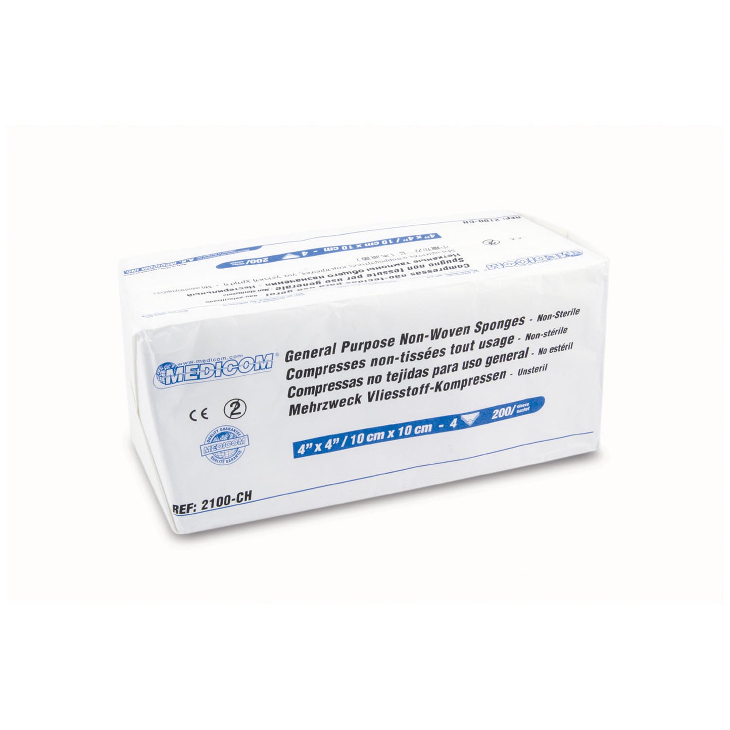 Sponge, 4" x 4", 4-Ply, Non-Woven, Non-Sterile, 200/slv, 10slv/cs (Not Available for sale into Canada)
