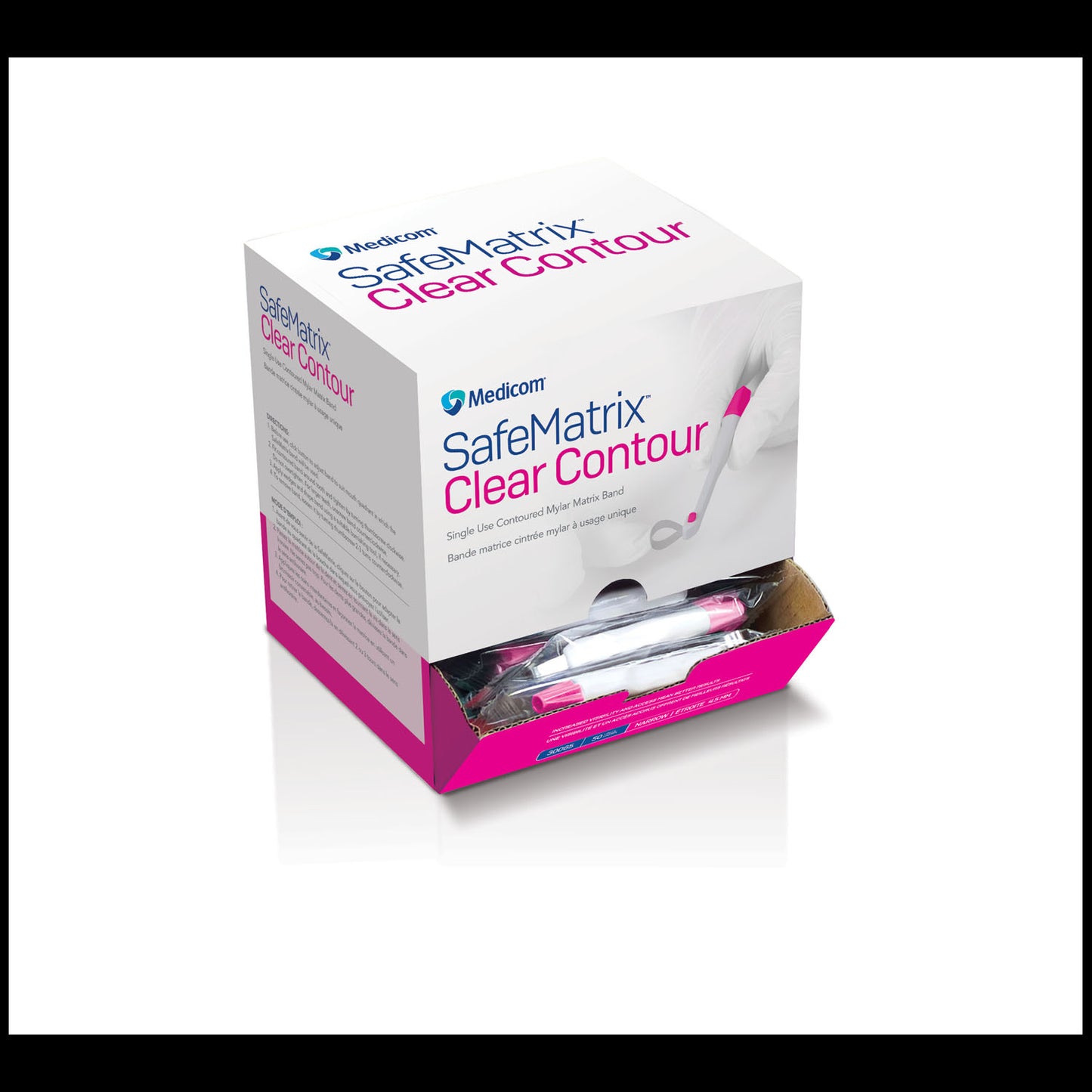 Clear Contour Single-use Matrix Band. Narrow, 4.5mm, Pink, 50 bands/bx (Not Available for sale into Canada)