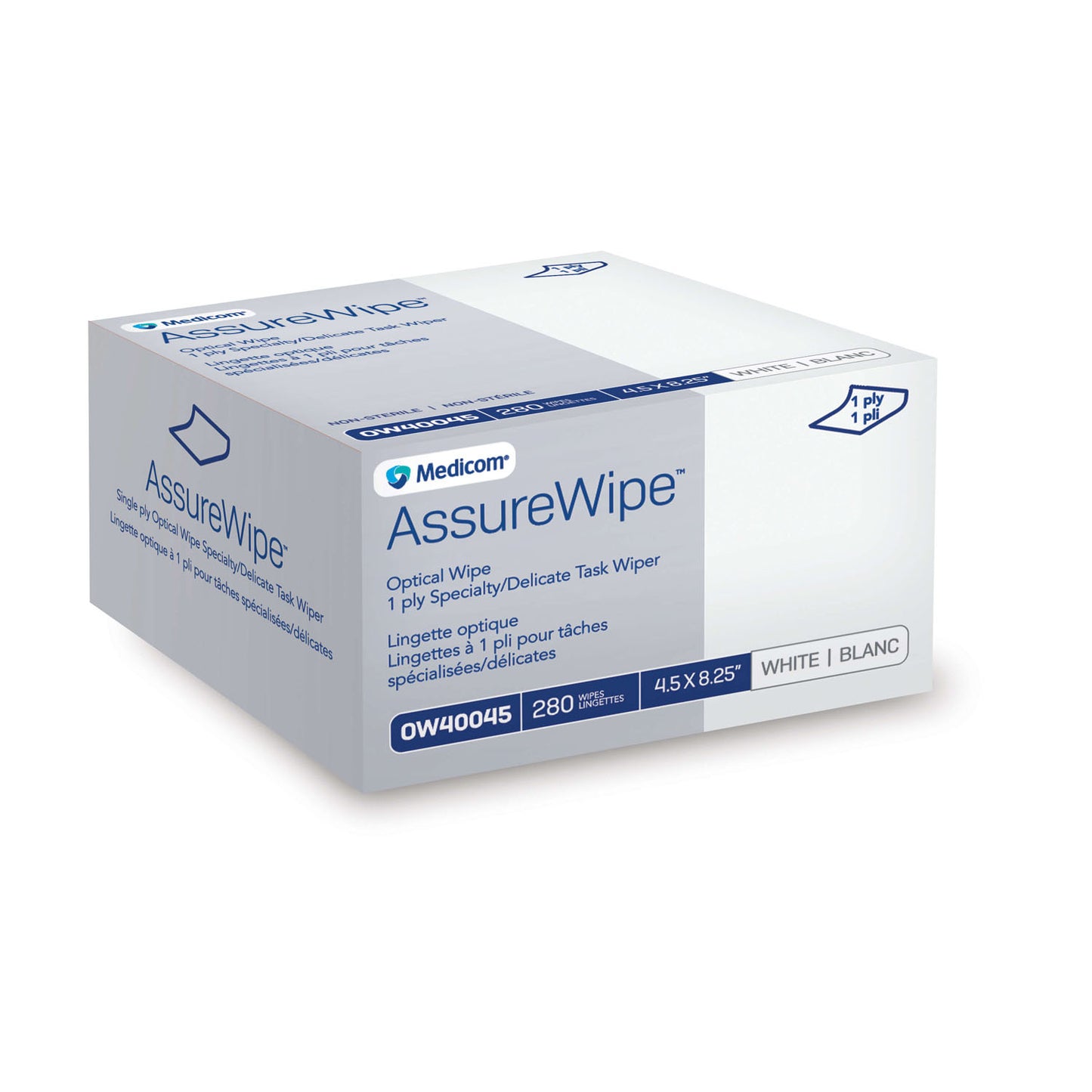Optical Wipe, 4.5 L x 8.25 W, 280 wipes/bx, 60 bx/cs