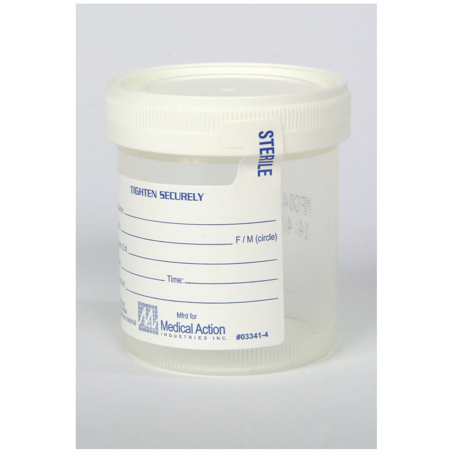 Gent-L-Kare Wide Mouth Specimen Container, 3 oz, Lid, White, Sterility Seal & Label, Graduated In 20, 40, 60, 80 & 90 mL Increments, 100/bg, 4 bg/cs