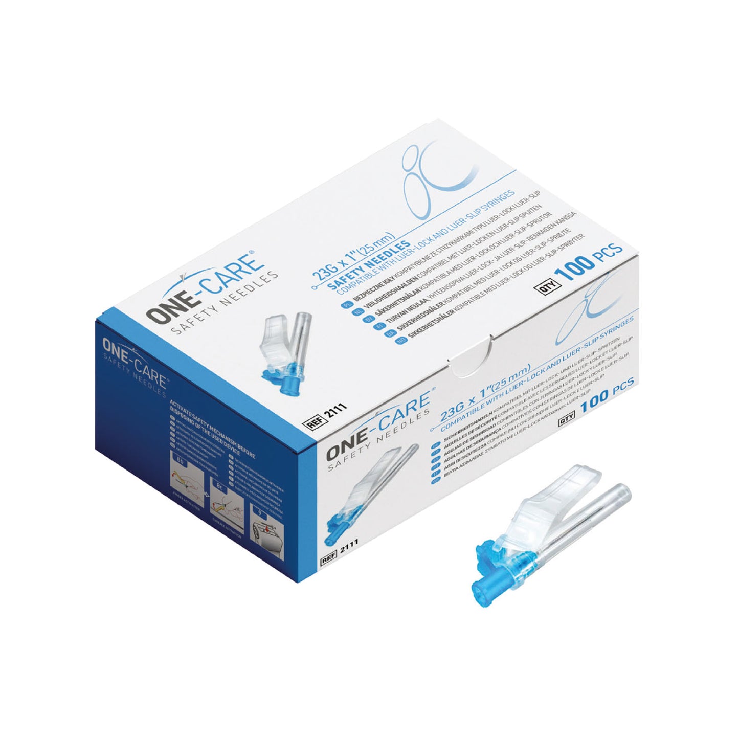 Safety Needles, 23Gx1 (25mm), 100/bx