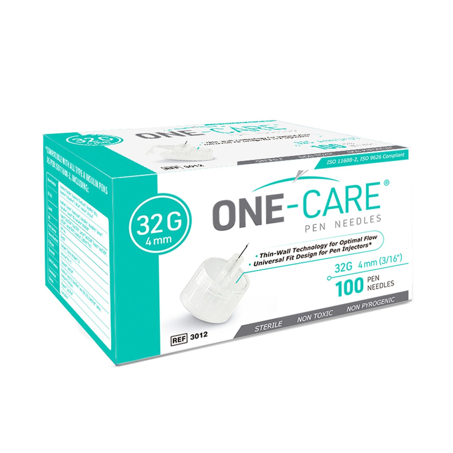 Pen Needles, 32G x 4mm, Green, 100/bx