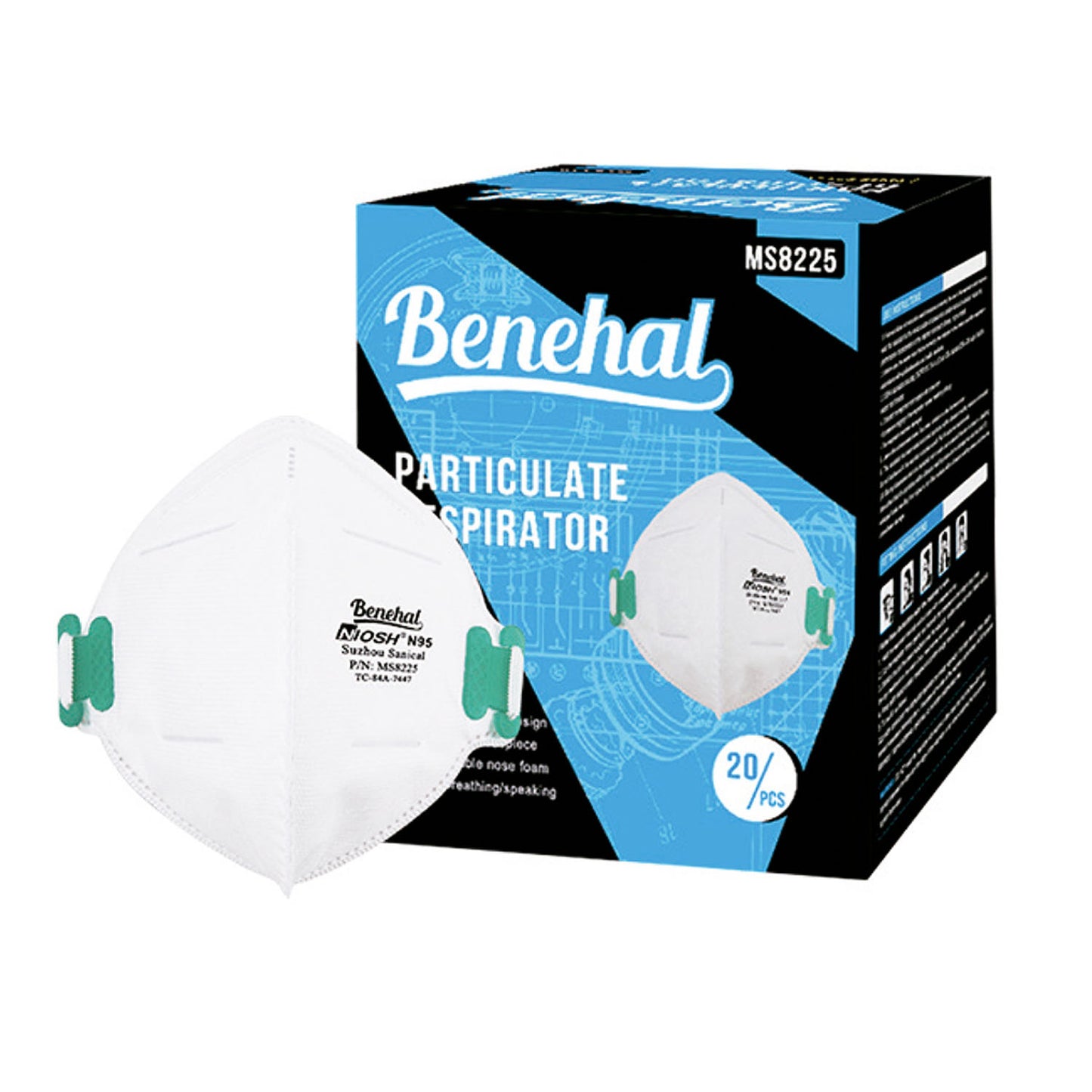 Mask, N95 Surgical Respirator, NIOSH-Certified, FDA and CDC-Listed, Foldable-Design, 20/bx, 20bx/cs (Item is Non-Returnable)