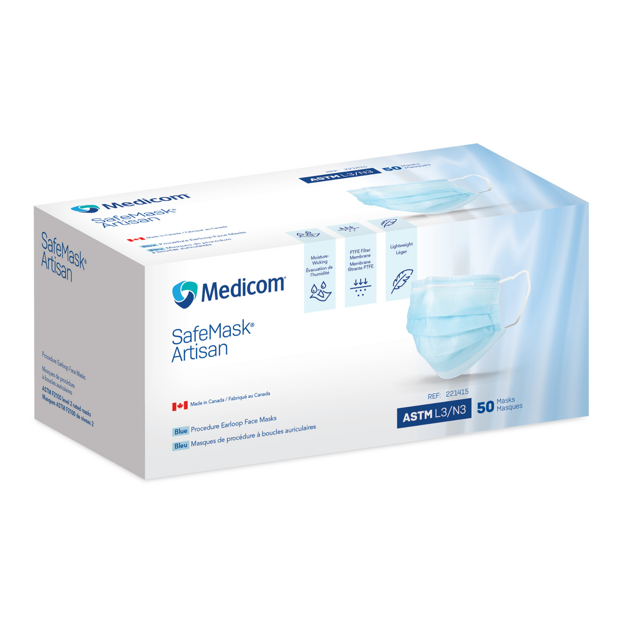 SafeMask Artisan Face Mask, ASTM Level 3, White, 50/bx, 10 bx/cs (Not Available for sale into Canada)