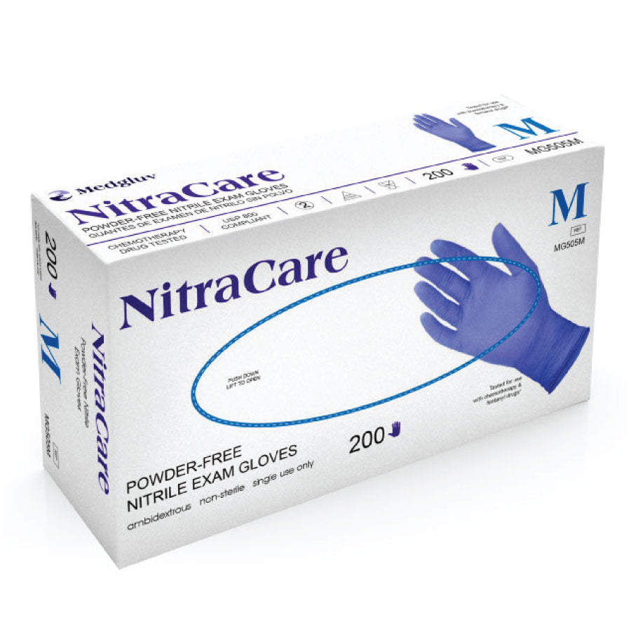 Exam Glove, Nitrile, Medium, Powder-Free, Textured Finger, Cobalt Blue, Non-Sterile, 200/bx, 10 bx/cs