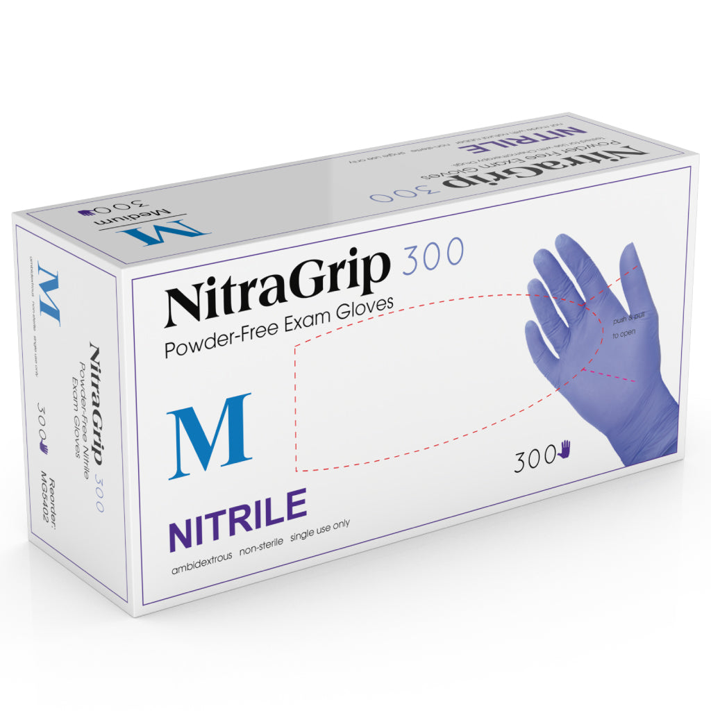 Exam Glove, Nitrile, Large, Powder-Free, Textured Finger, 3.2ml, Teal Blue, Non-Sterile, 300/bx, 10 bx/cs