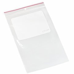 Minigrip Red Line Zip Closure Bags, 4 Mil, Writable White Block with Hang Hole, Clear, LDPE Film, Flat Pack, 6 x 9, 100/pk, 10 pk/cs