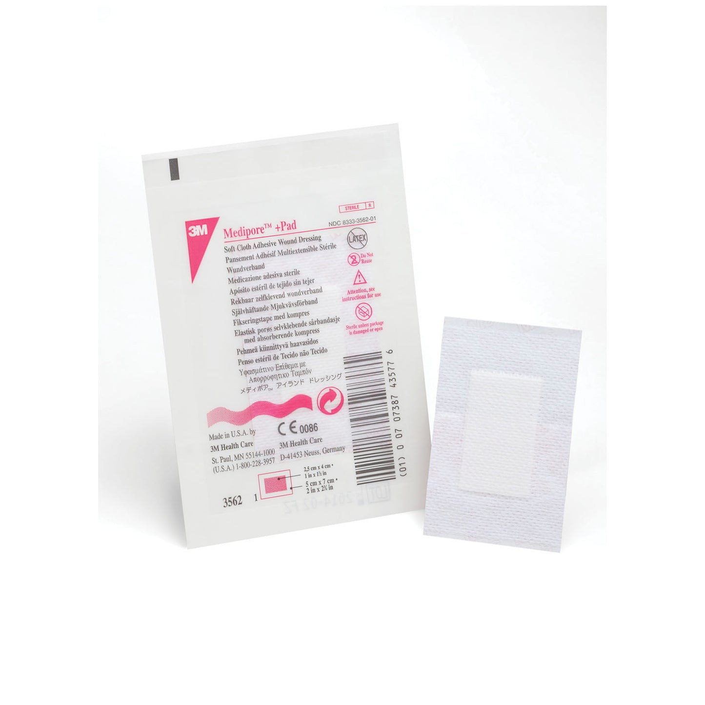 Wound Dressing, 2" x 2_", Pad Size 1" x 1_", 50/bx, 4 bx/cs (Continental US+HI Only)