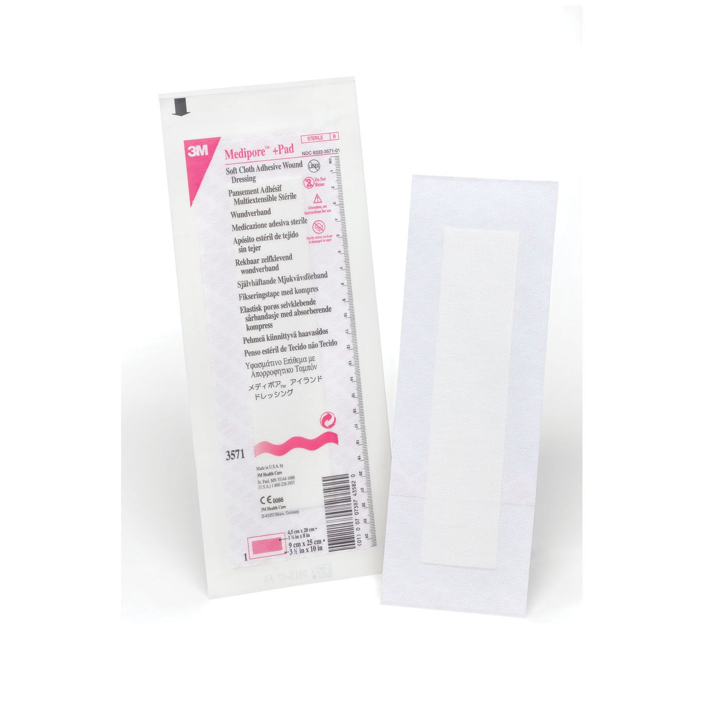 Wound Dressing, 3_" x 10", Pad Size 1_" x 8", 25/bx, 4 bx/cs (Continental US+HI Only)