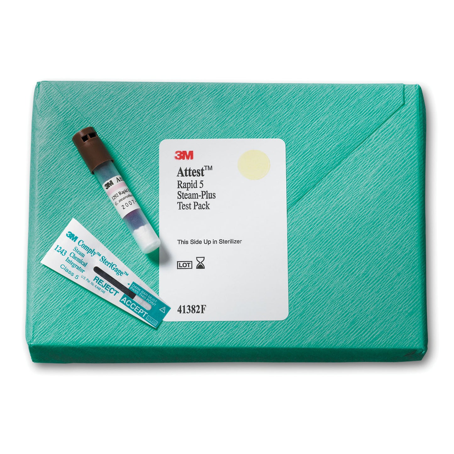 Test Pack Includes: 16 Test Packs + 4 Controls, 3 Hr Readout, Brown Cap, Consists of 1292 BI + Comply (SteriGage) Steam Chemical Integrator, 16/bx, 4 bx/cs (Continental US+HI Only)