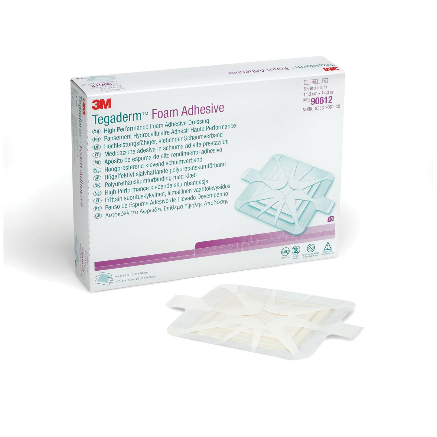Foam Adhesive Dressing, 4 x 4, Square, 10/bx, 4 bx/cs (Continental US+HI Only)