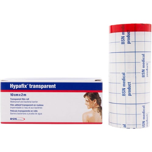 Waterproof Dressing Retnetion Tape with Liner, Hypafix, Transparent, 4" x 2-1/4 yd, Polyurethane Film, Non-Sterile, 12/cs (Continental US Only)