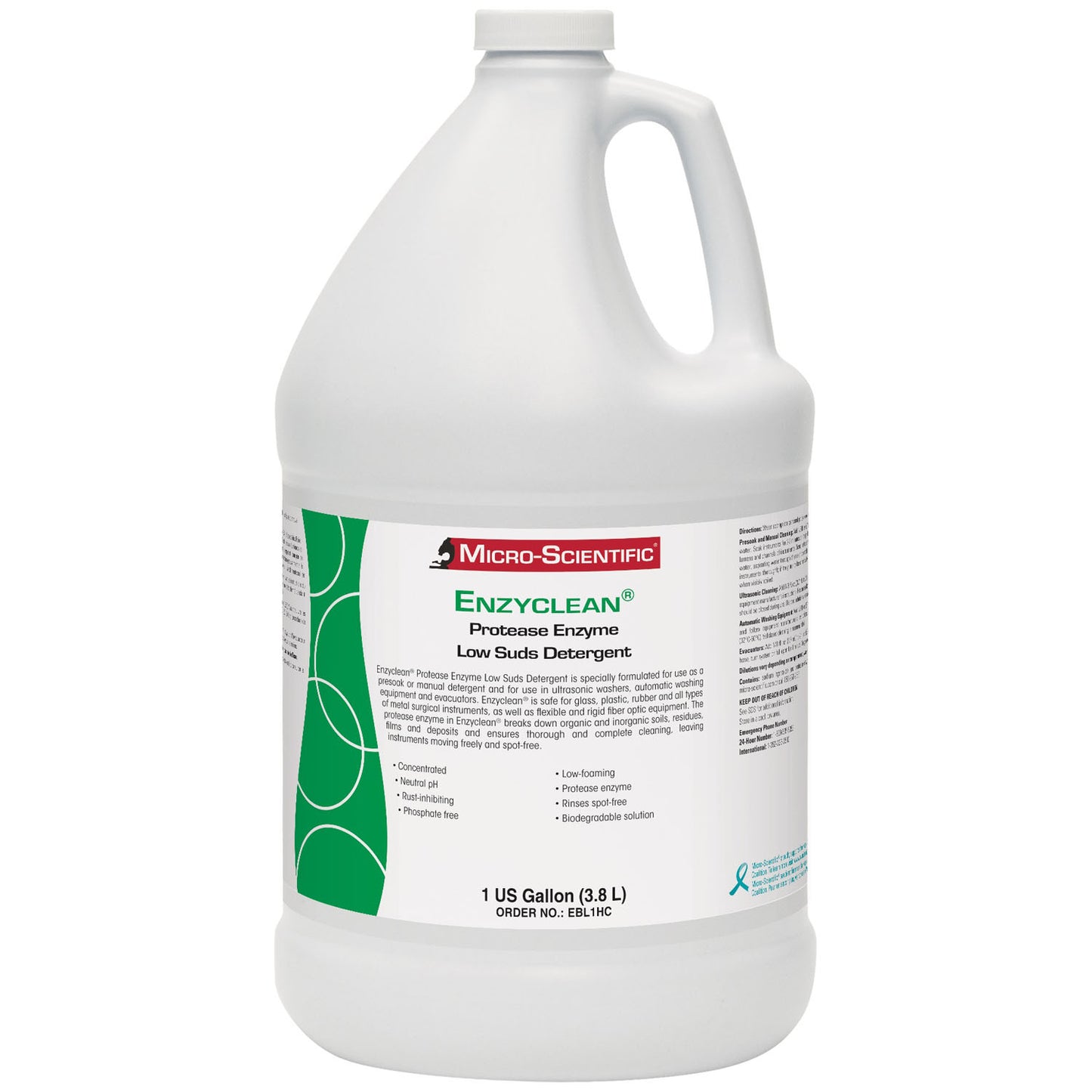 Enzyclean Protease Enzyme Low Suds Detergent, Gallon, 4/cs
