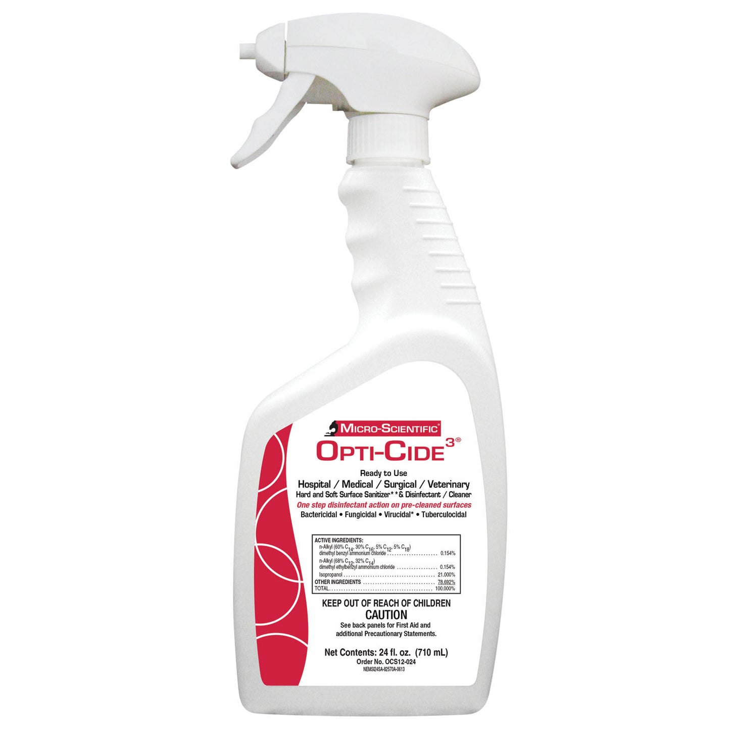Opti-Cide3 Disinfectant, 24 oz Spray Bottle, 12/cs (Contenental US Only) (Item is considered HAZMAT and cannot ship via Air or to AK, GU, HI, MP, PR, VI) (60 cs/plt)