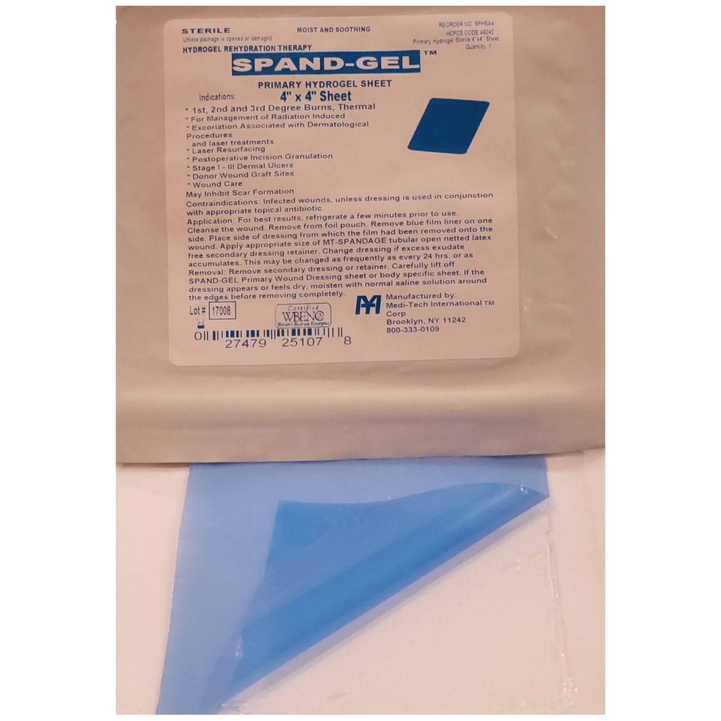 Spand-Gel Hydrogel Dressing Sheet, Sterile, 4"x4", 30/cs