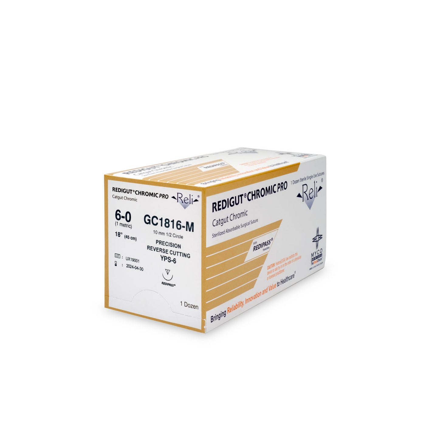 Suture, 6-0, Redigut, Chromic, Natural, 18", YPS-6, 12/bx (US Only)