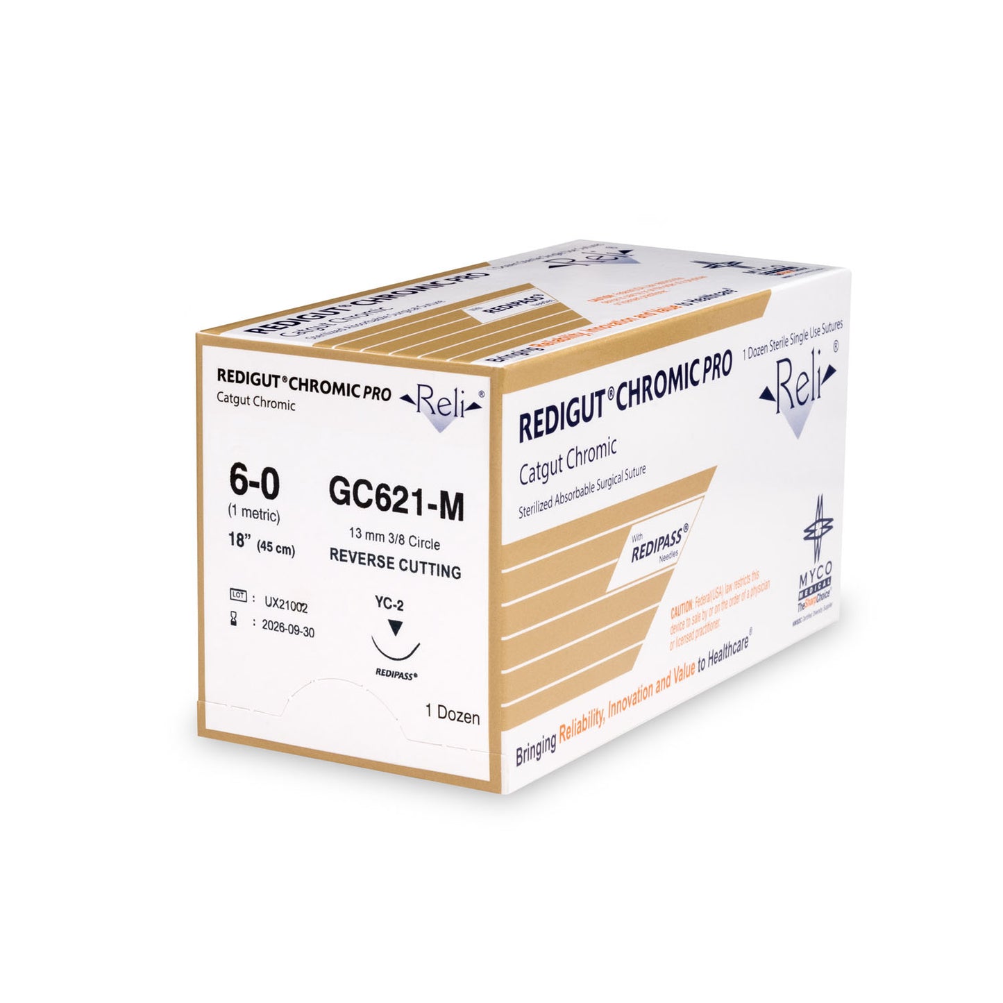 Suture, 6-0, Redigut, Chromic, Natural, 18", YC-2, 12/bx (US Only)