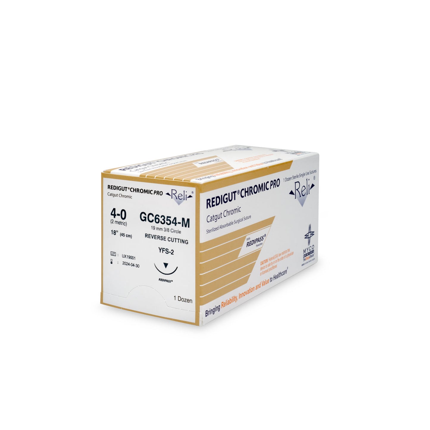 Suture, 4-0, Redigut, Chromic, Natural, 18", YFS-2, 12/bx (US Only)