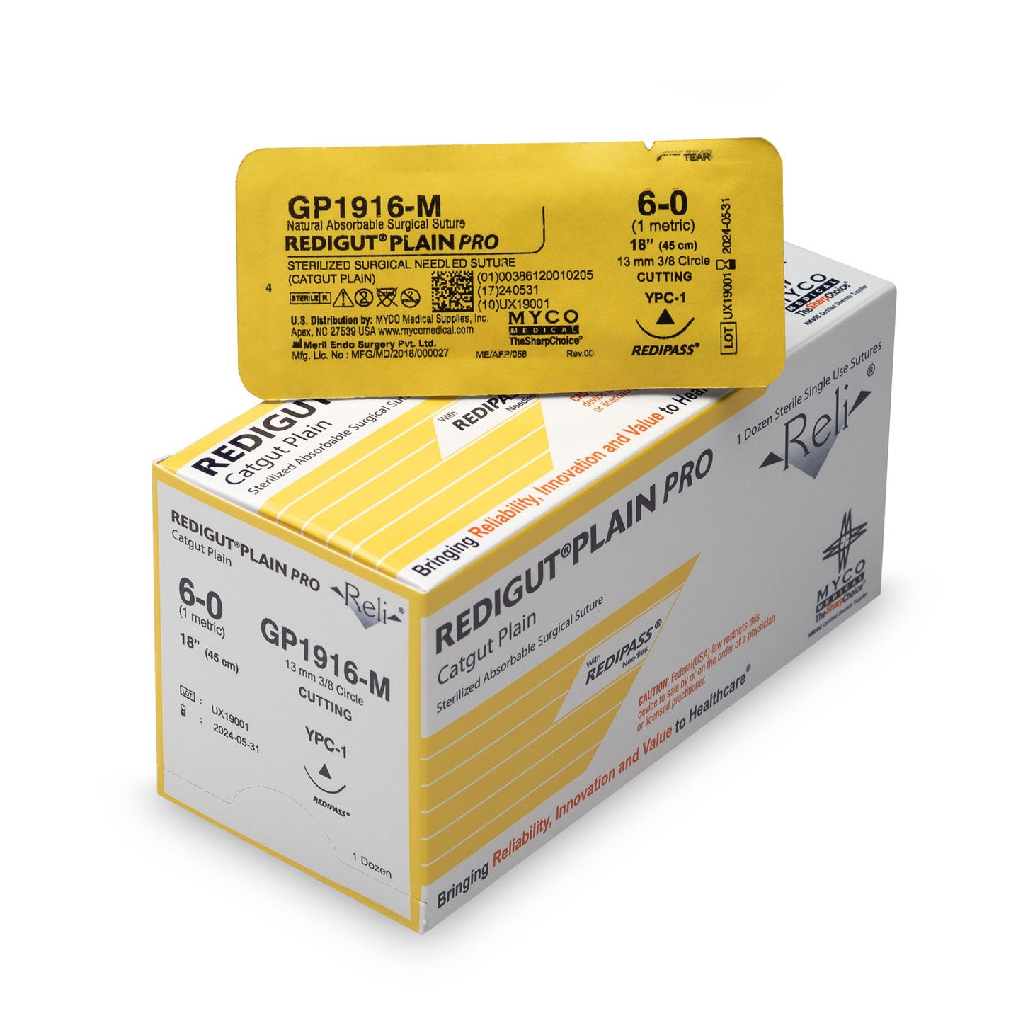 Suture, 6-0, Redigut, Plain, Natural, 18", YPC-1, 12/bx (US Only)