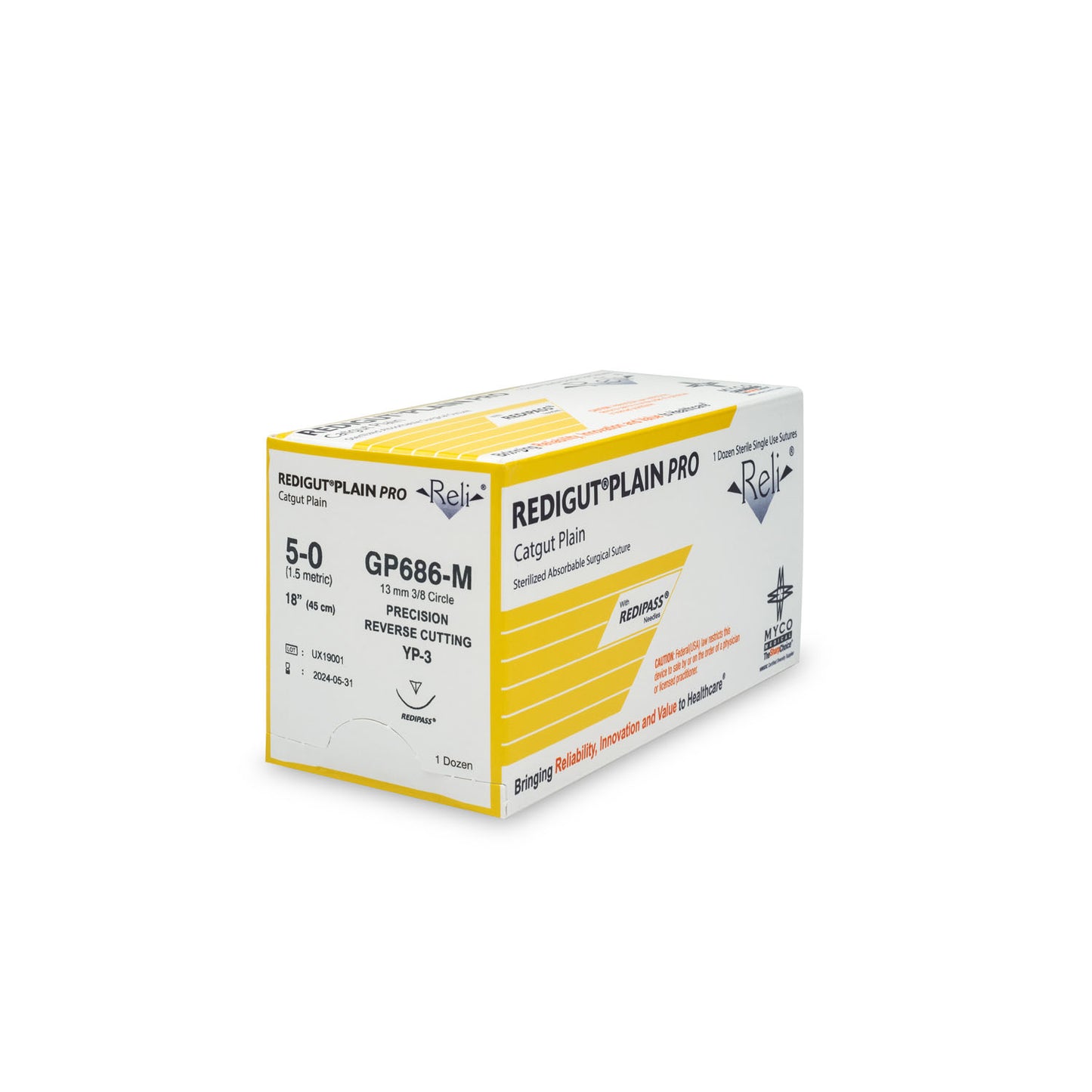 Suture, 5-0, Redigut, Plain, Natural, 18", YP-3, 12/bx (US Only)