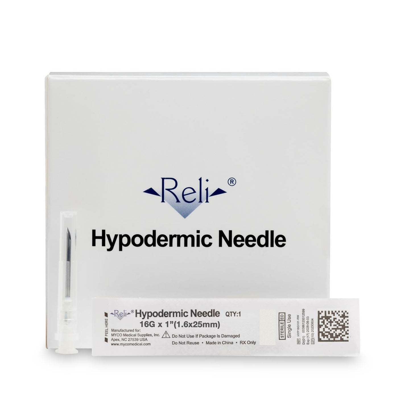 Hypodermic Needle Only, 16G x 1", Regular Wall, Regular Bevel, 100/bx (US Only)