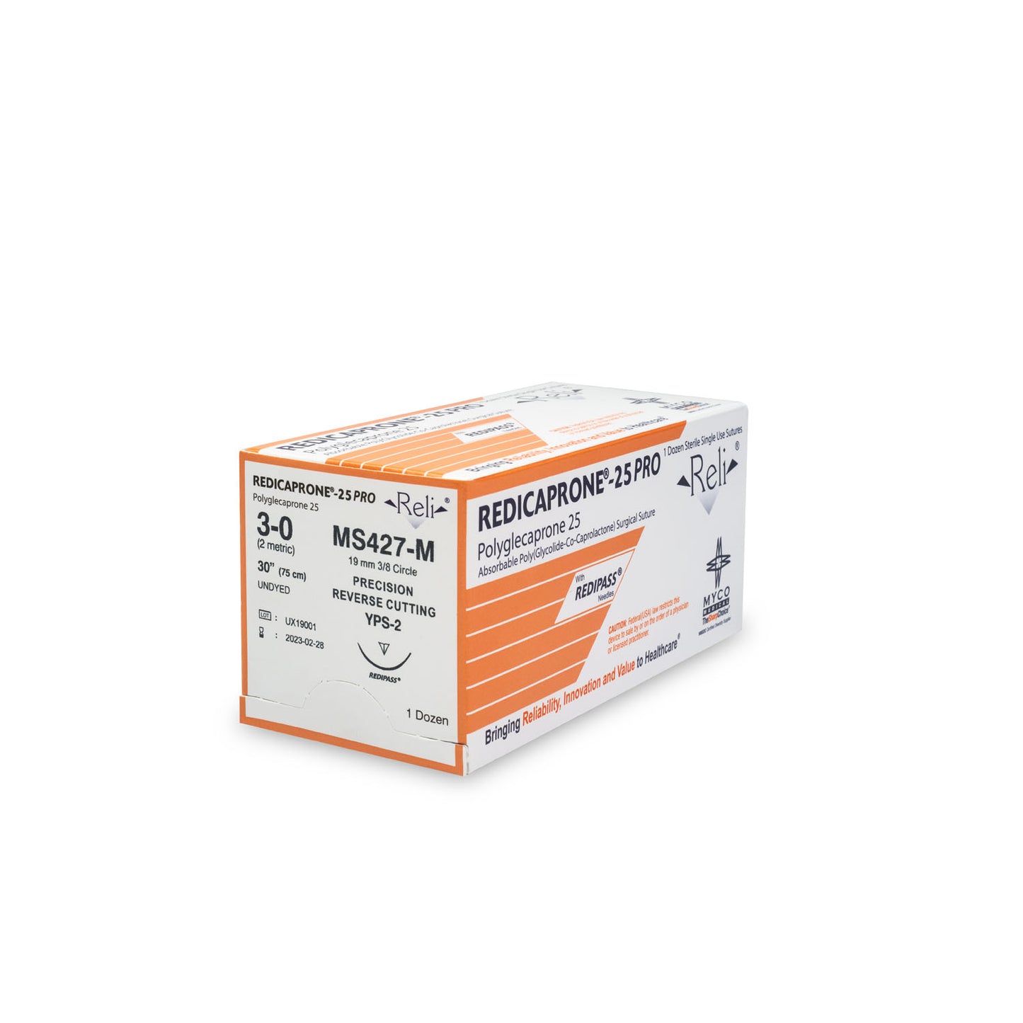 Suture, 3-0, Redicaprone, Undyed, Monofilament, 30", YPS-2, 12/bx (US Only)