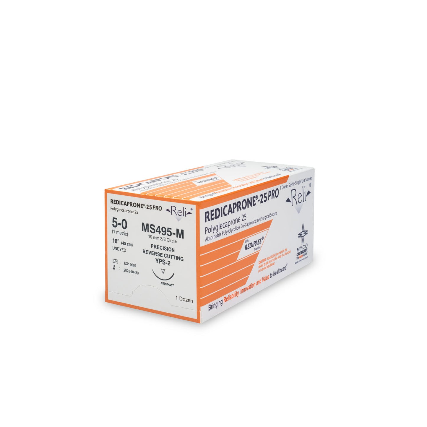 Suture, 5-0, Redicaprone, Undyed, Monofilament, 18", YPS-2, 12/bx (US Only)