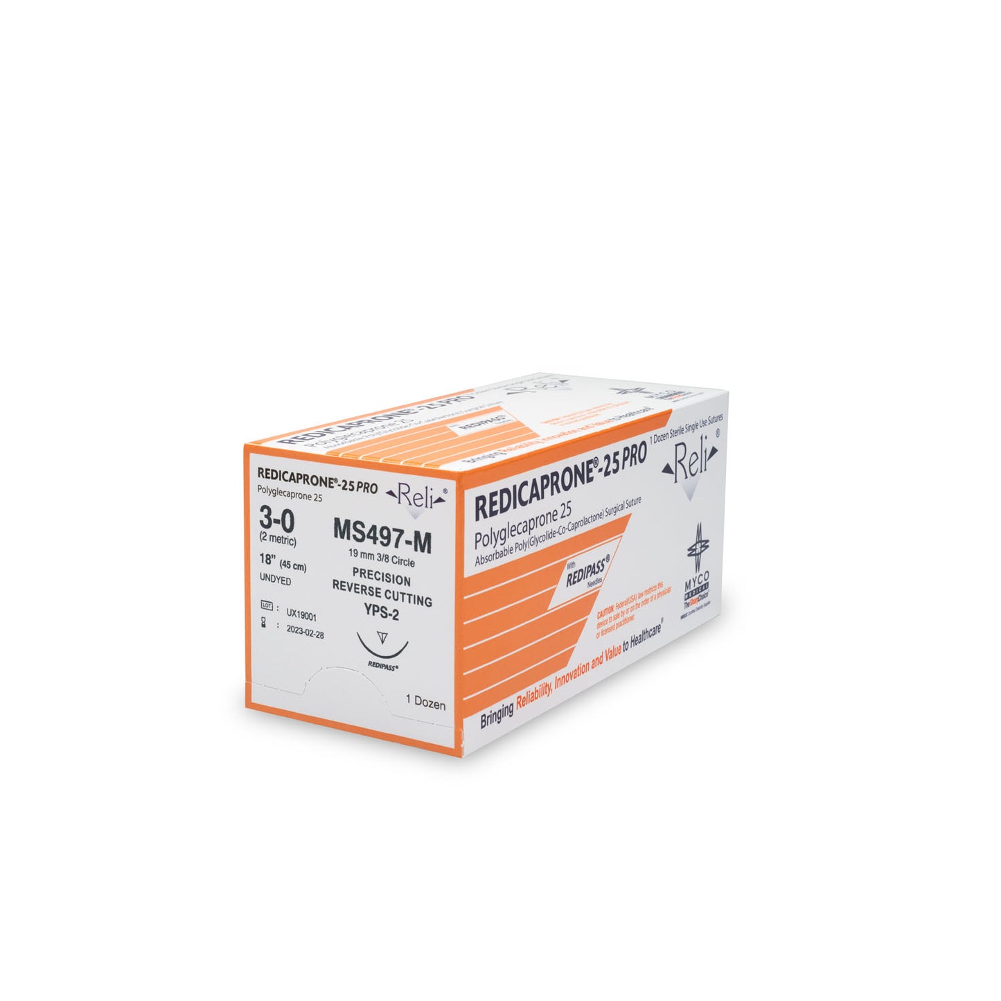 Suture, 3-0, Redicaprone, Undyed, Monofilament, 18", YPS-2, 12/bx (US Only)
