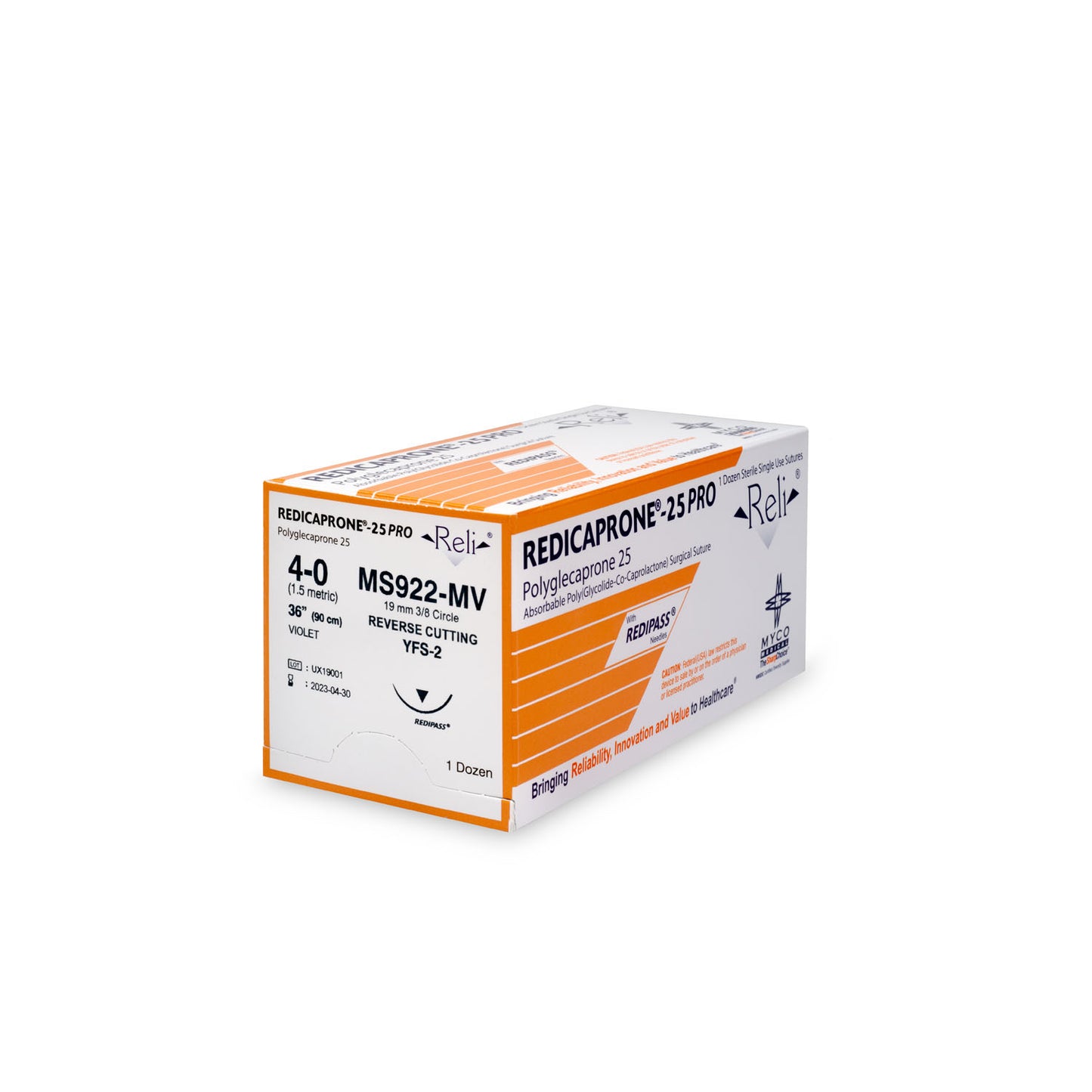 Suture, 4-0, Redicaprone, Violet, Monofilament, 36", YFS-2, 12/bx (US Only)