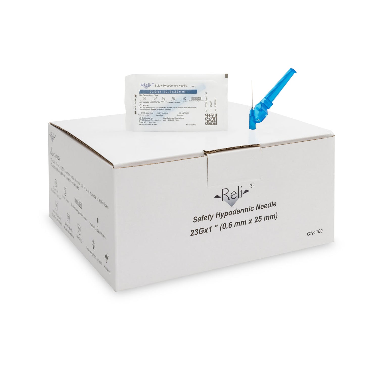 Safety Hypodermic Needle Only, 23G x 1", 100/bx (US Only)