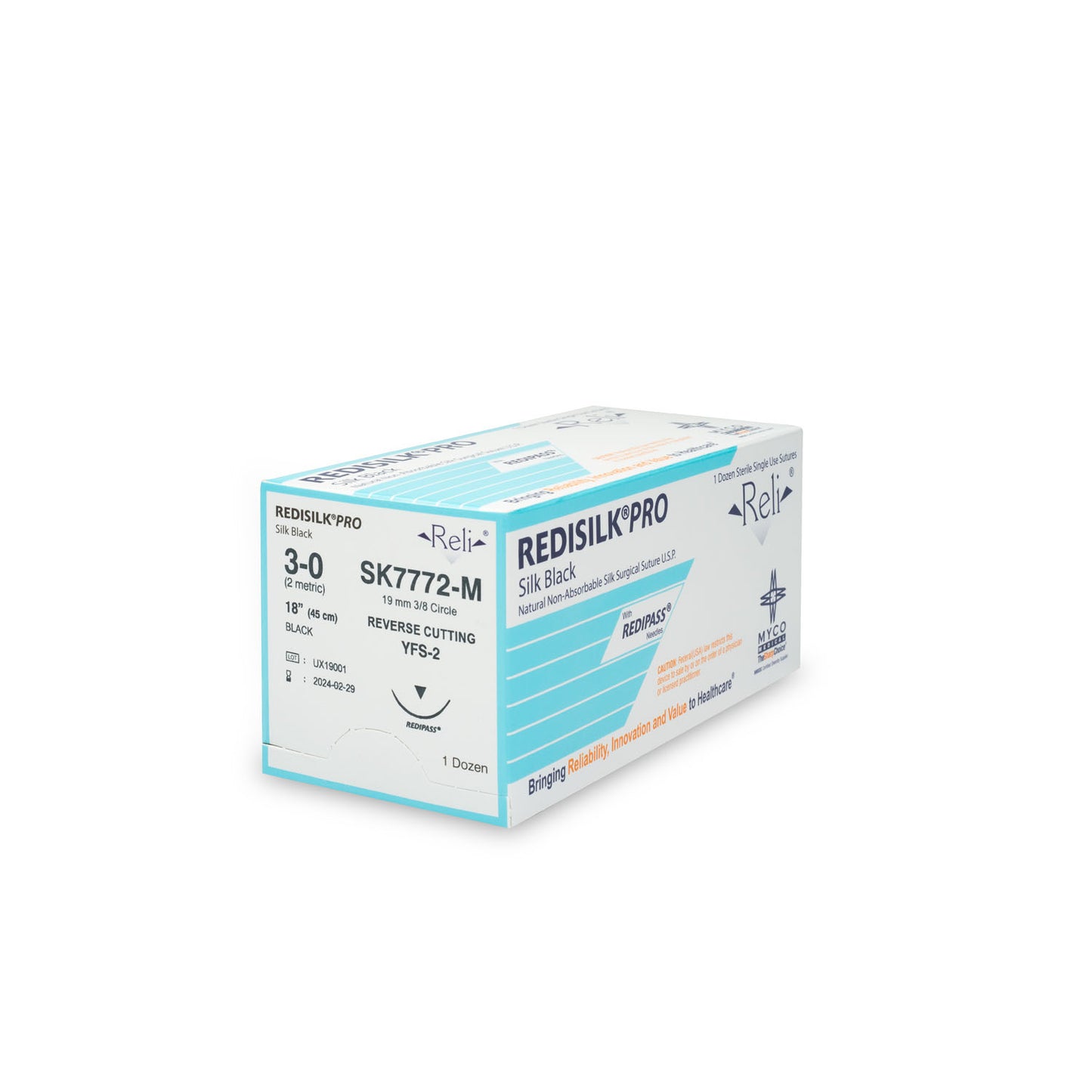 Suture, 3-0, Redisilk, Black, Braided, 18", YFS-2, 12/bx (US Only)
