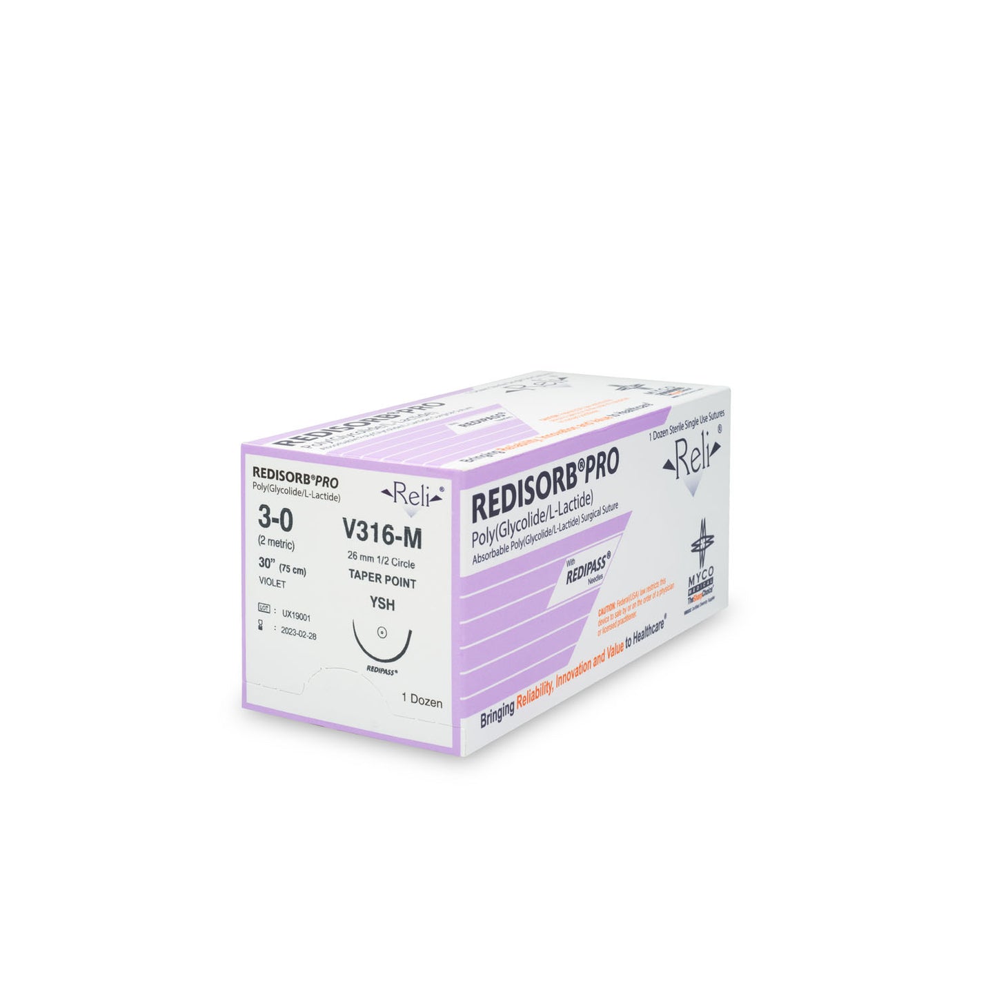 Suture, 3-0, Redisorb, Violet, Braided, 30", YSH, 12/bx (US Only)