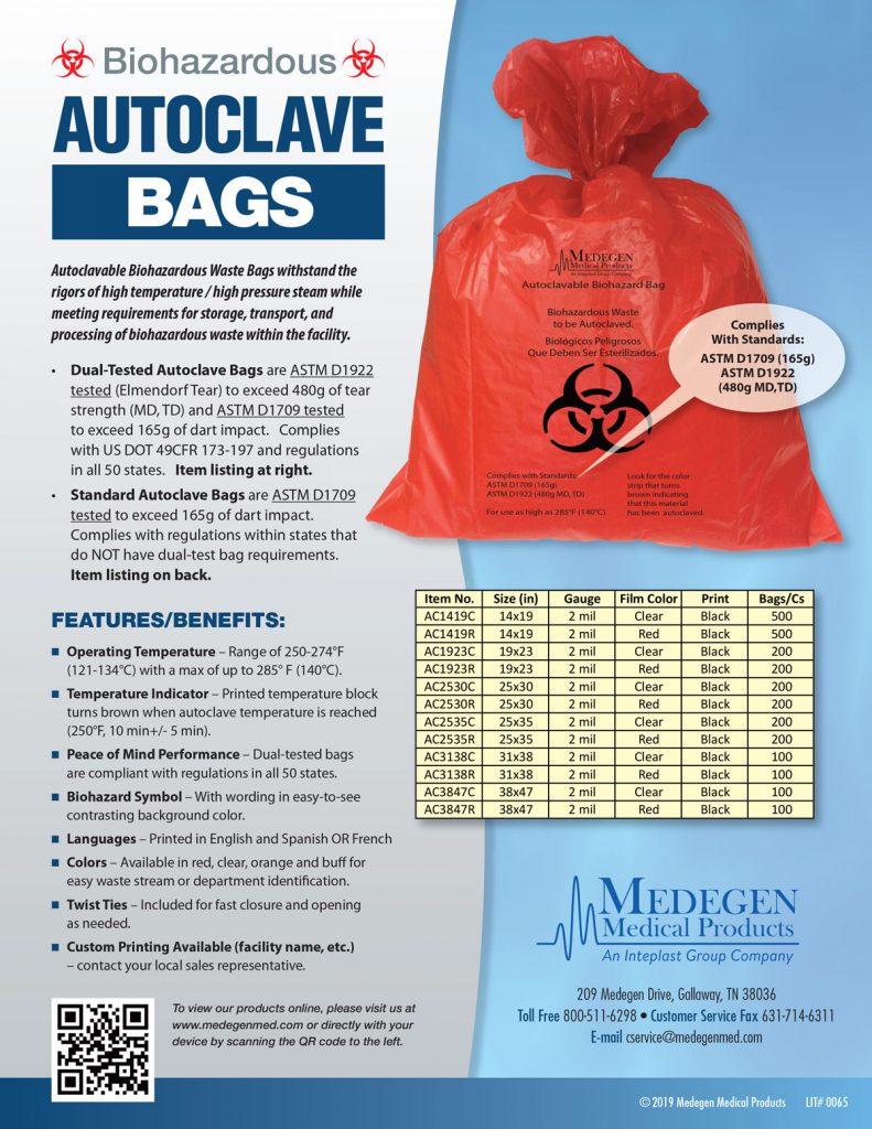 Biohazard Bag, Propylene with Indicator, Clear & Black, 25" x 30", 2.0 mil, 12-14 gal, Flat Seal, Coreless Roll, 20/rl, 10 rl/cs