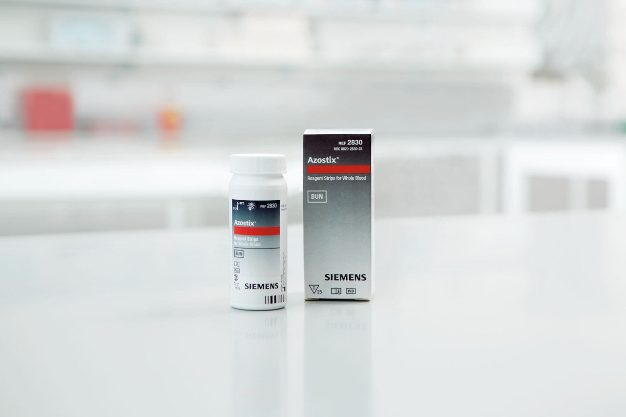 Azostix Reagent Strips (60 Second Test For Blood Urea Nitrogen), 25/btl, 1 btl/ea (2830) (Item is Non-Returnable) (US Only) (Minimum Expiry Lead is 90 days) (Item on Manufacturer Backorder - Inventory Limited when Available)
