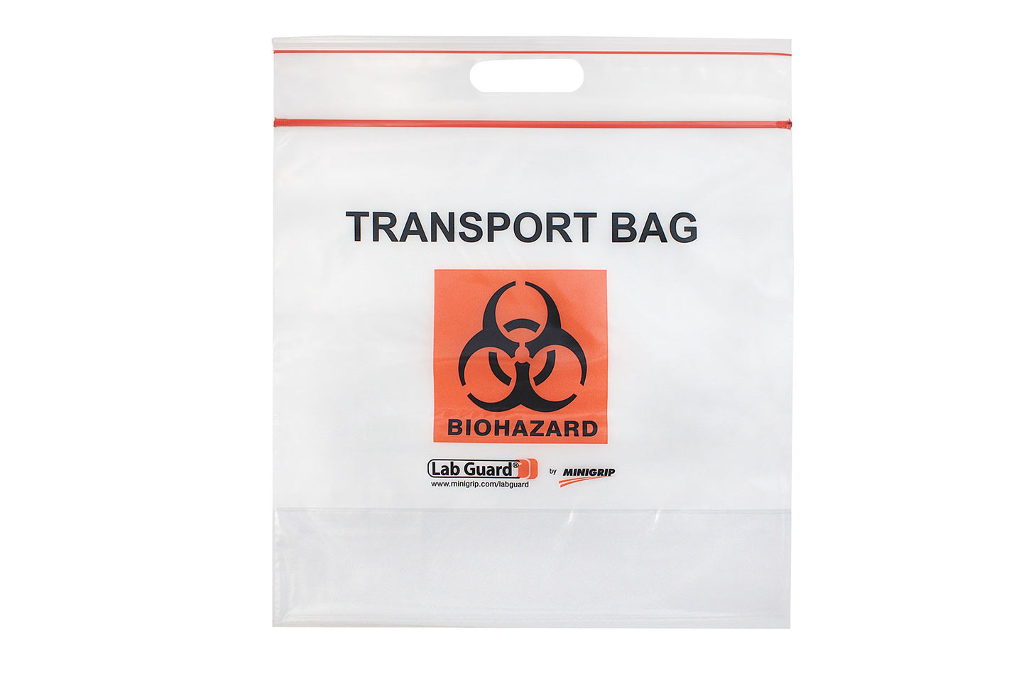 Lab Guard Standard, Single Zip Closure with Flap, 12.75 x 12 x 6, 2.5 Mil, Clear/Black & Orange, 100/pk, 5 pk/cs