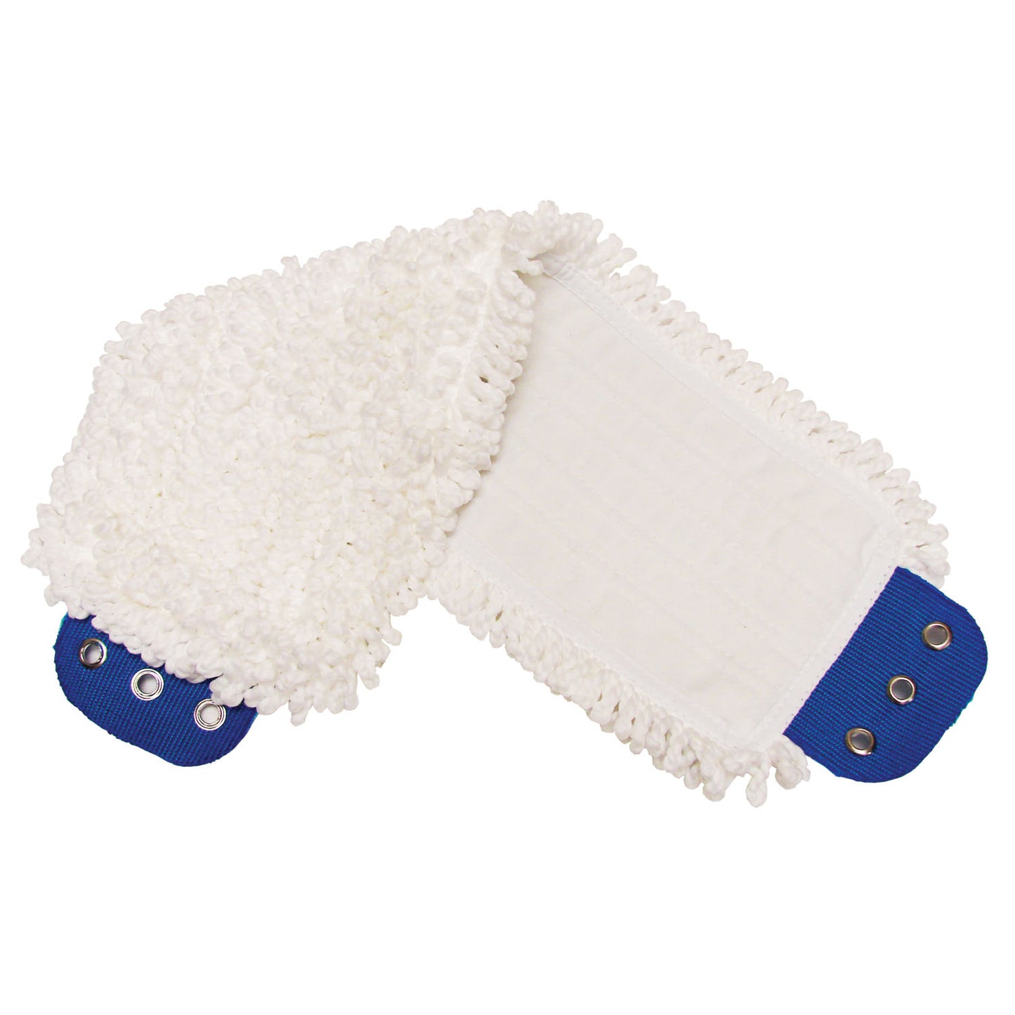 Mop Pad, Ultra Looped-End Microfiber, Tab Style, White, 5" x 18", (DROP SHIP ONLY from Golden Star, Inc. - $100 minimum order for prepaid freight outside the Continental U.S., $100 dollar minimum order inside the Continental U.S.)