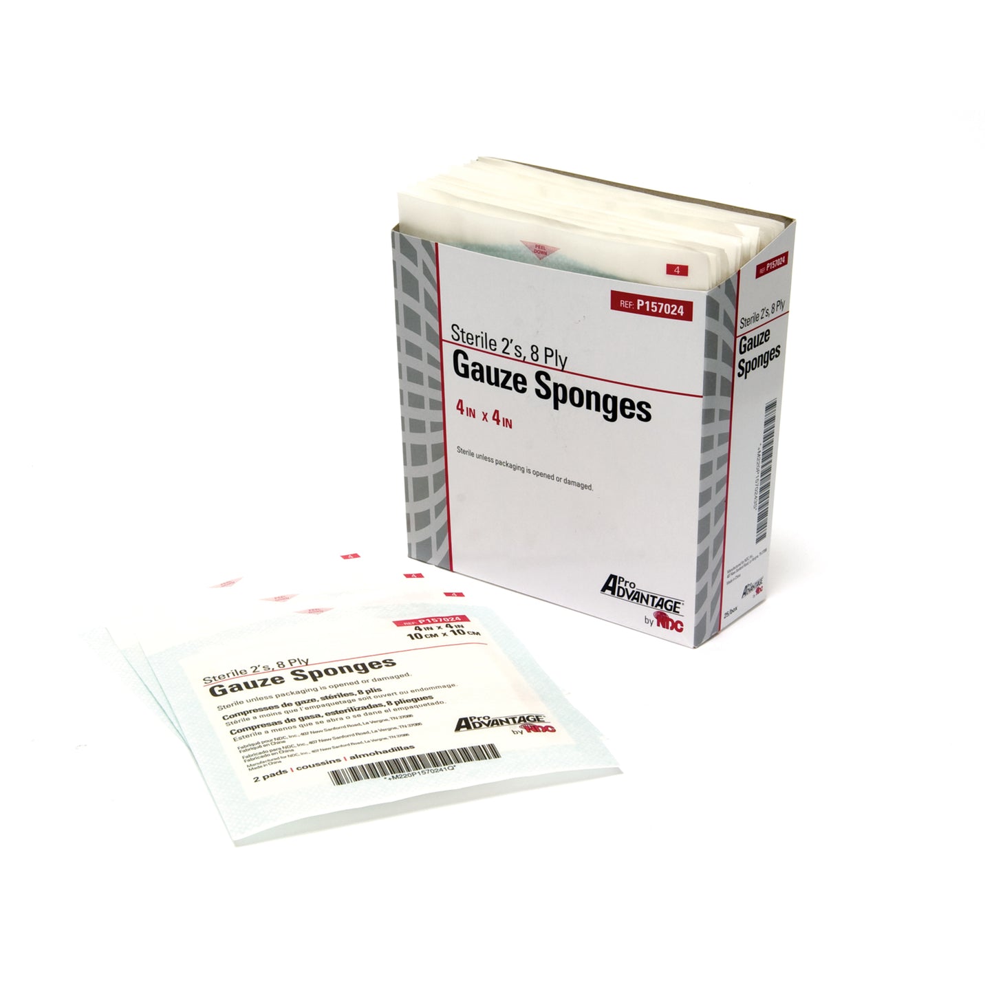 Gauze Sponge, 2s, 4" x 4", 8-Ply, Sterile, 25/tray, 24 tray/cs (40 cs/plt)